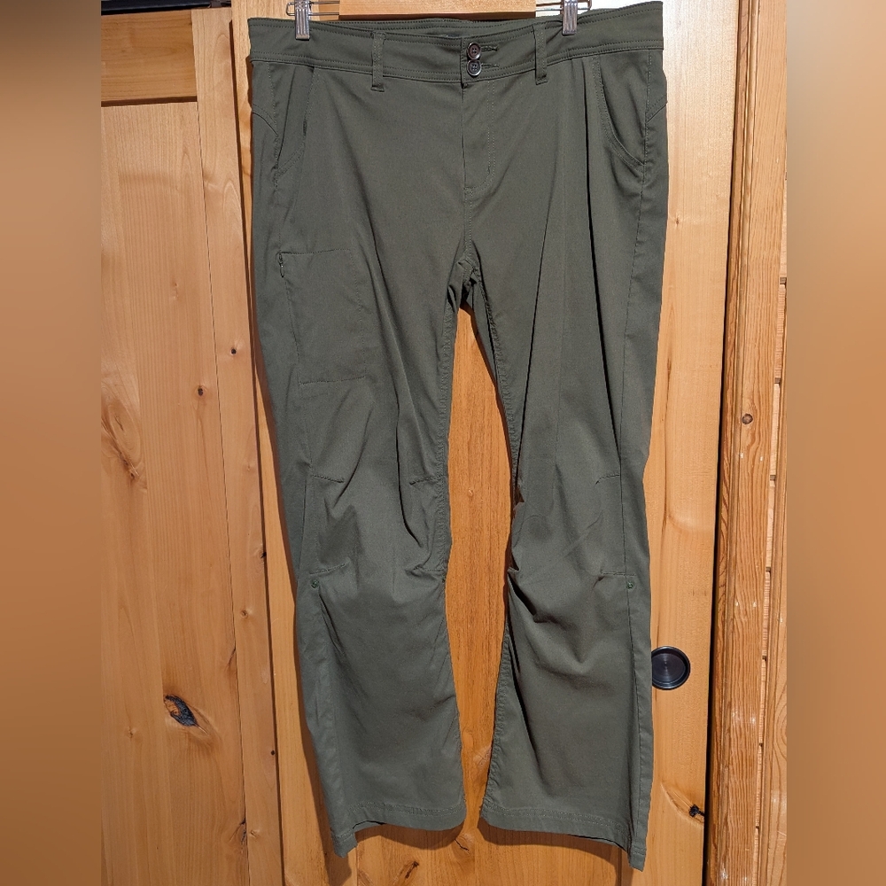 Prana Halle Pant Convertible Hiking Capri Olive Green Sz 16